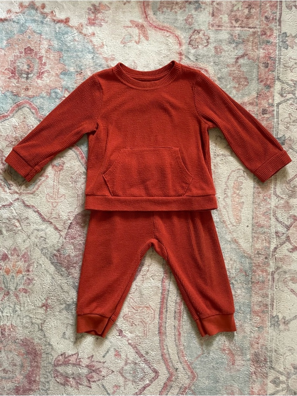 Carter's Brick Red Waffle Knit 2-Piece Kids Set